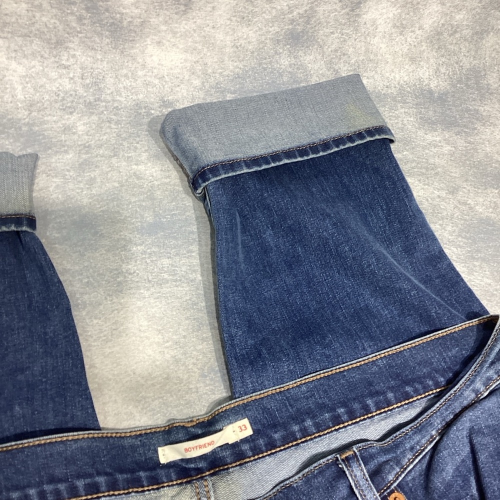 Levi’s Boyfriend Jeans Size 33 Women's Stretch 40x26 Crop Med Blue - Picture 3 of 8